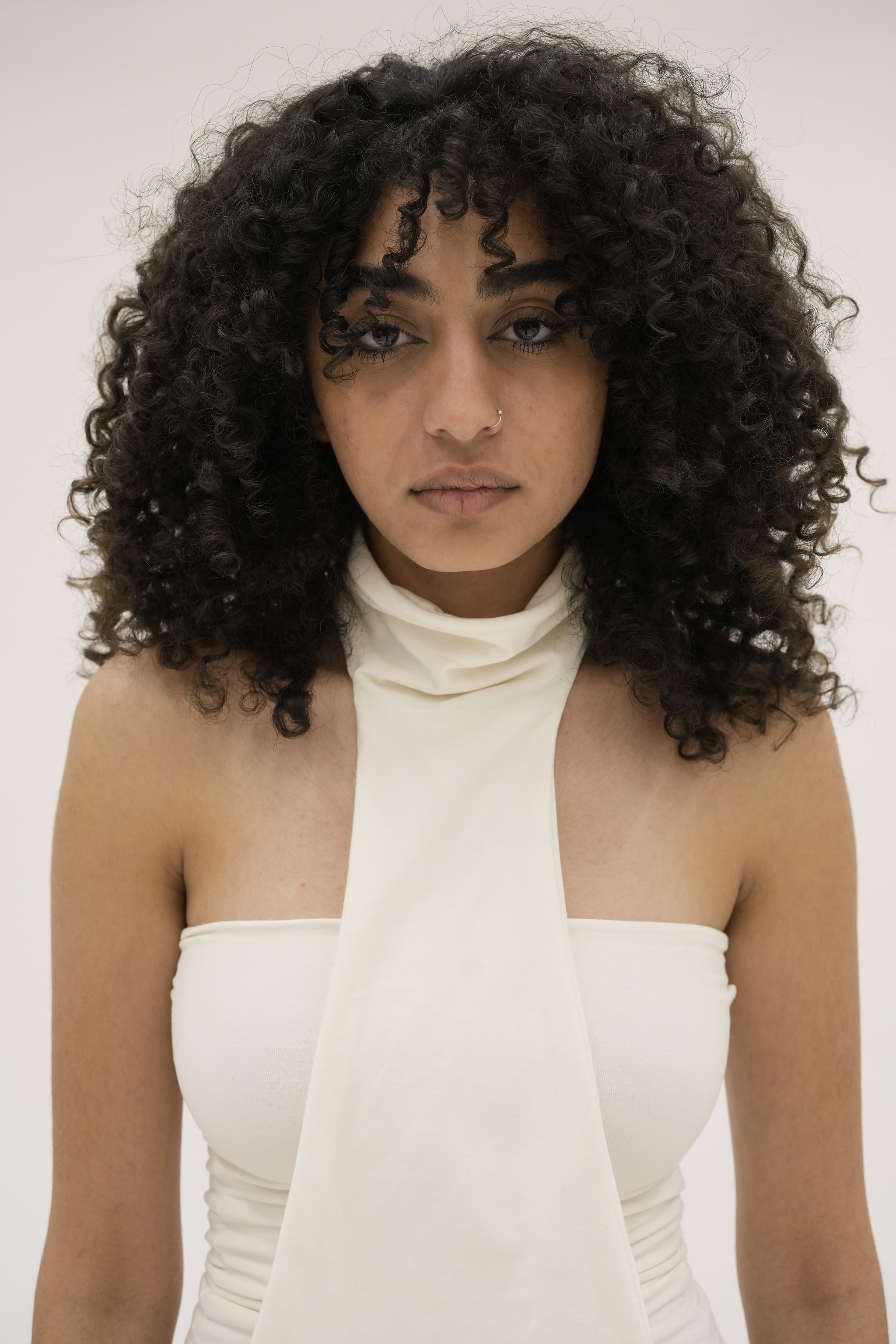 Turtleneck folded top with gathered pants