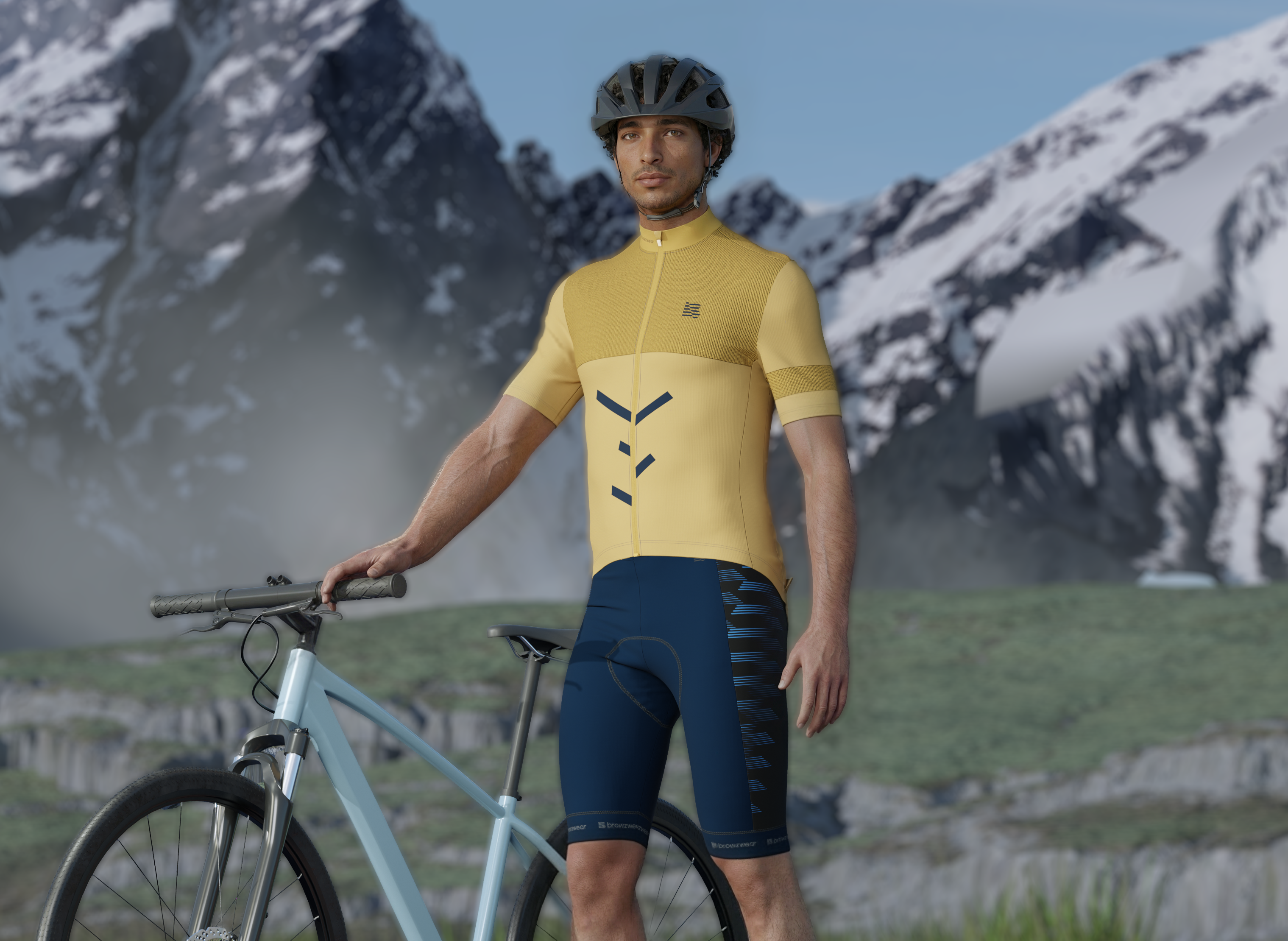 Man with bike alone -MS